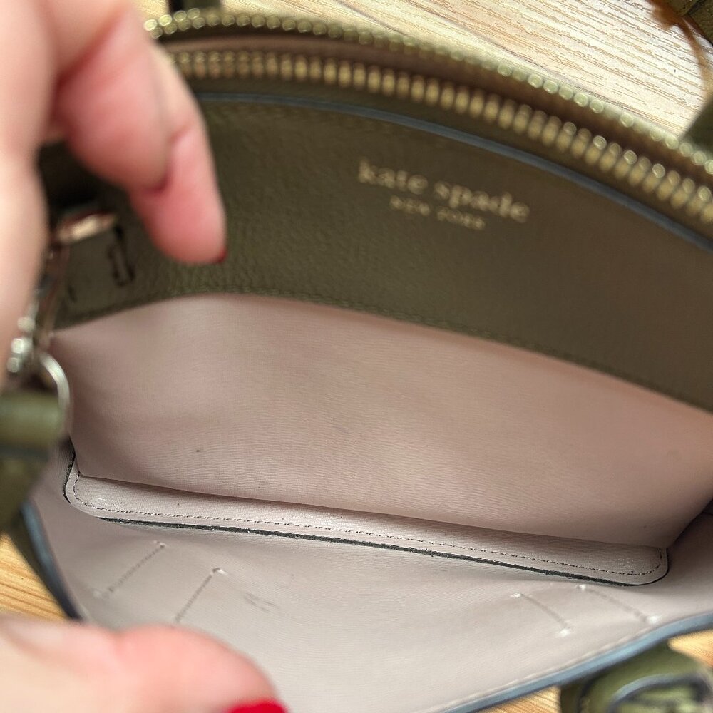 kate spade olive green leather satchel - Picture 4 of 8